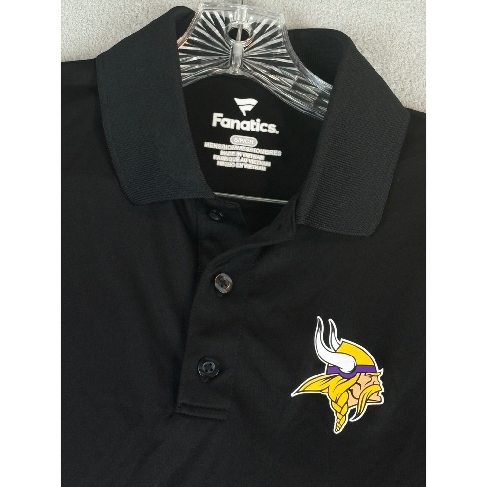 Fanatics Minnesota Vikings‎ Polo Shirt Mens Small Black NFL Football NWT